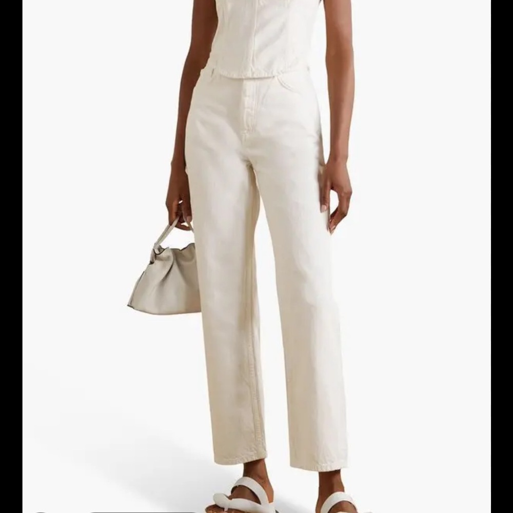 NWT Mara Hoffman Georgina white wide Straight Leg Jeans Size 10-12 - Picture 5 of 13